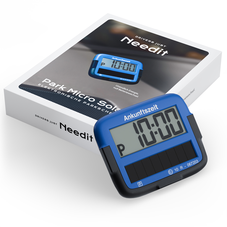 Needit Park Micro Solar solarbetriebene Parkscheibe Blau