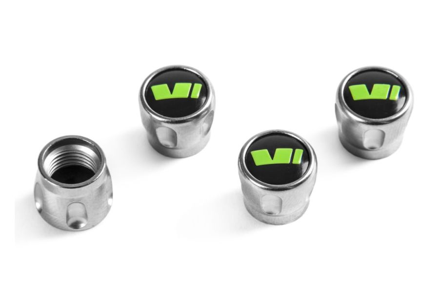 Original Skoda Zierventilkappen mit grünem Motorsport-Emblem