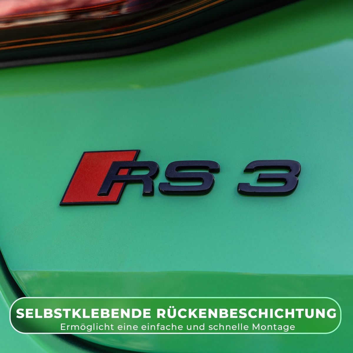 Original Audi RS3 Schriftzugpaket schwarz vorne + hinten