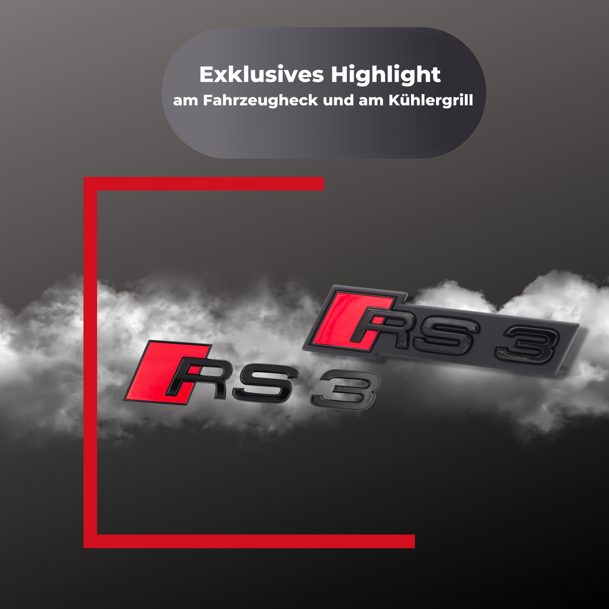Original Audi RS3 Schriftzugpaket schwarz vorne + hinten