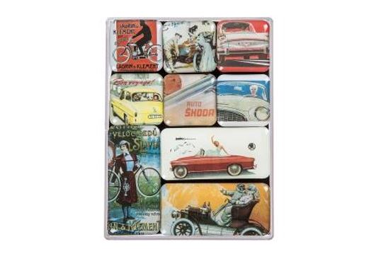 Original Skoda Magnet-Set Kühlschrankmagnet historische Motive 000087703FS